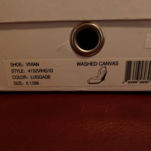 $250 Michael Kors Vivian Washed Canvas peep toe sandals espadrilles beige 6.5 M - Picture 13 of 13